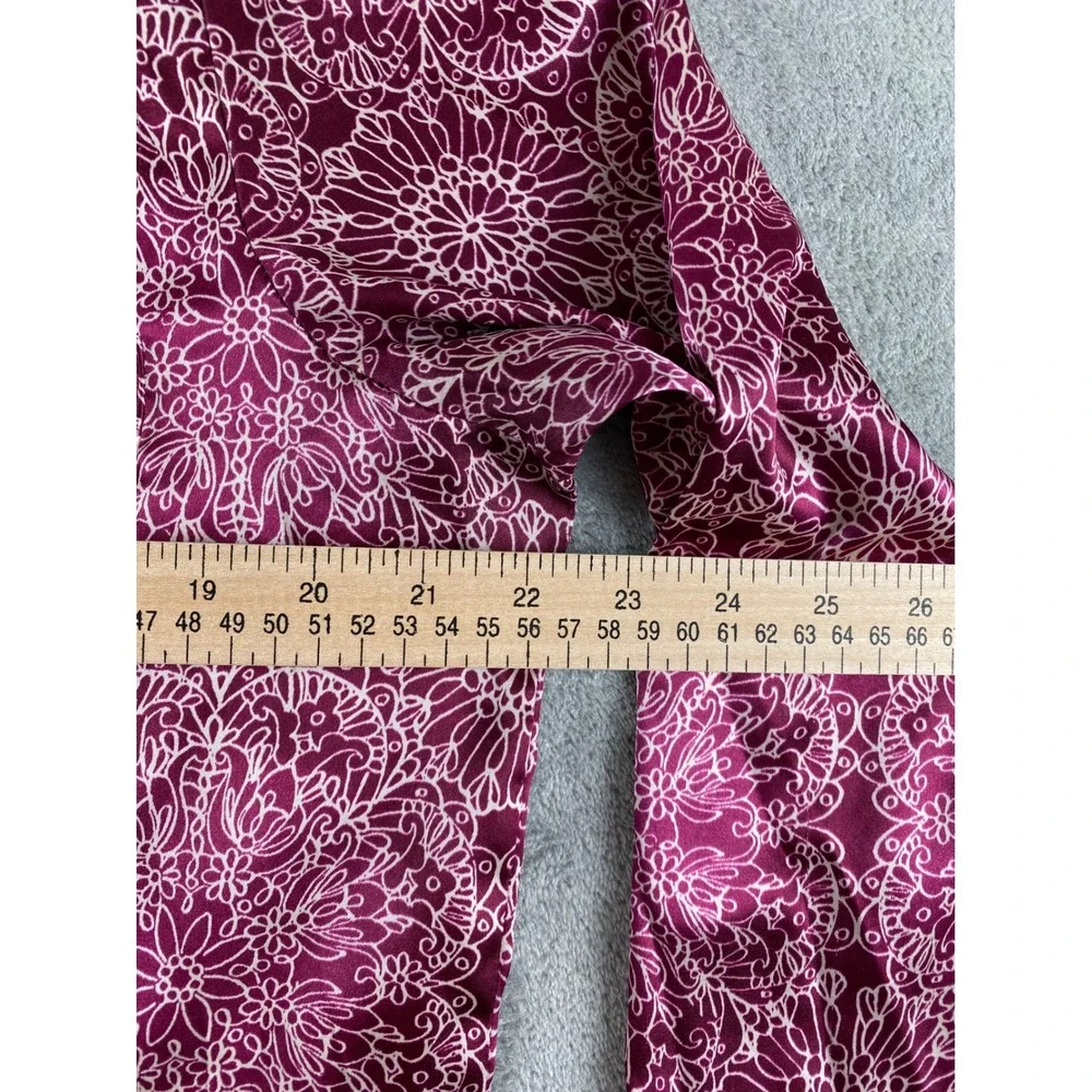 Jaclyn Smith Womens Pajama Top Long Sleeve Button Down Purple Floral Print Large